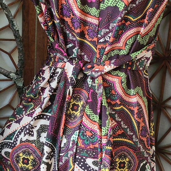 SALE BO HO PAISLEY MULTI S SLIP ON DRESS, TIE BACK - Picture 13 of 16